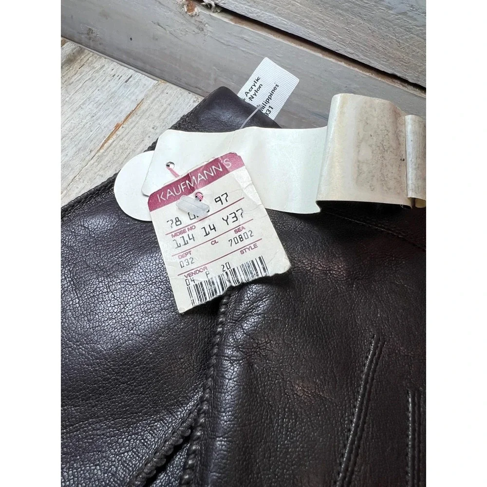 Vintage Kaufmanns Leather Gloves Brown Genuine Leather Lined NOS Size L